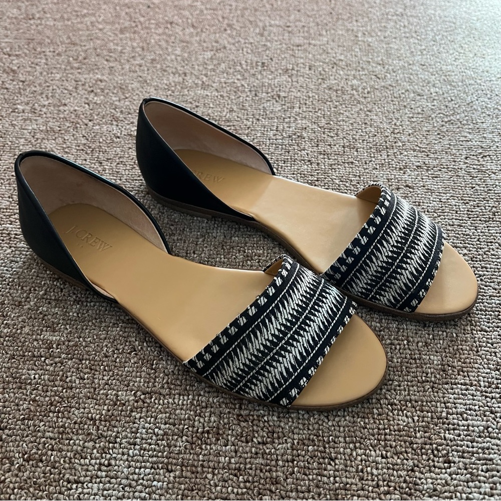 J Crew Morgan Woven Peep Toe Flats
